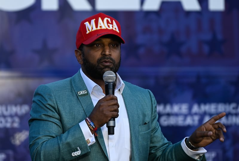 Kash Patel at the Team Trump Bus Tour in Charlotte, NC, on October 10, 2024.