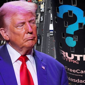 The Nasdaq Market site is seen on the day that shares of Truth Social and Trump Media & Technology Group start trading under the ticker "DJT", in New York City, U.S., March 26, 2024. 