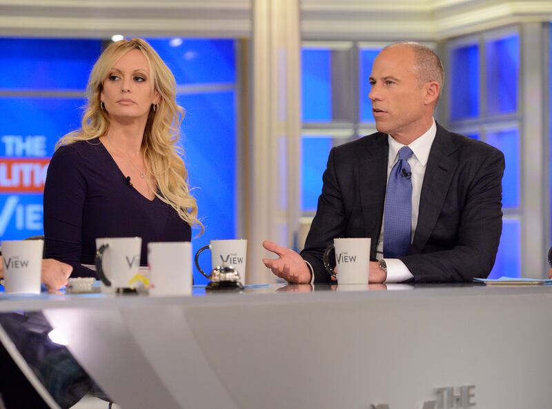 Photograph of Stormy Daniels and Michael Avenatti on the set of TV show The View.