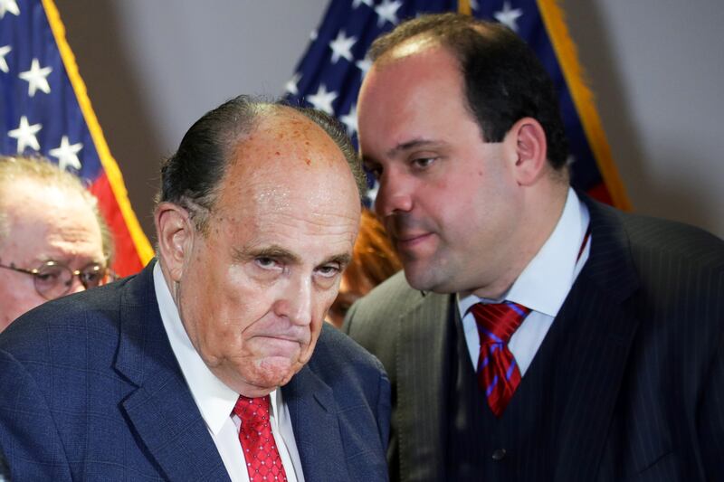 Boris Ephshteyn talks with Rudy Giuliani.