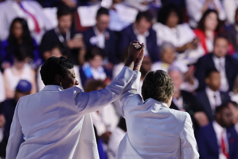 Women in white at the DNC