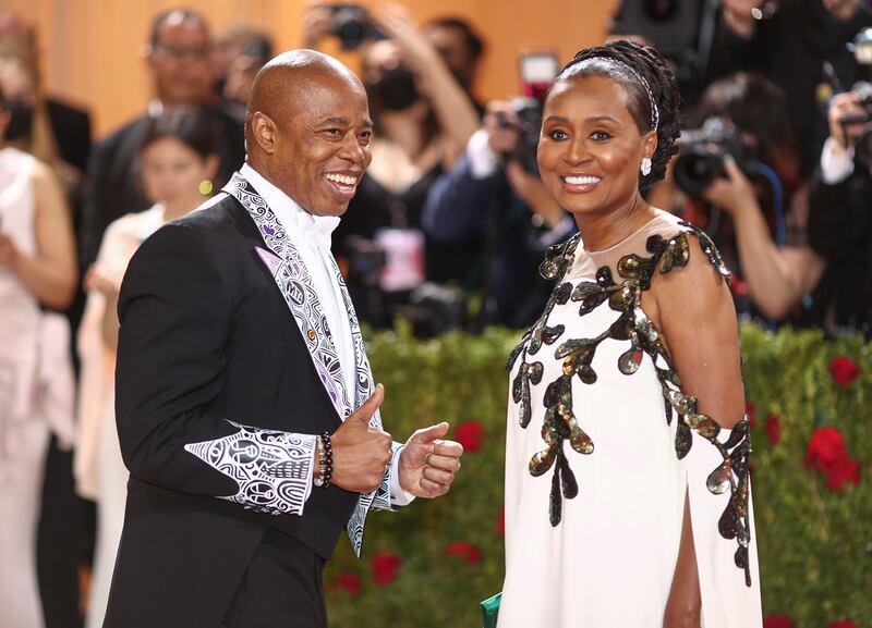 New York City Mayor Eric Adams and Tracey Collins at the Met Gala in 2022.