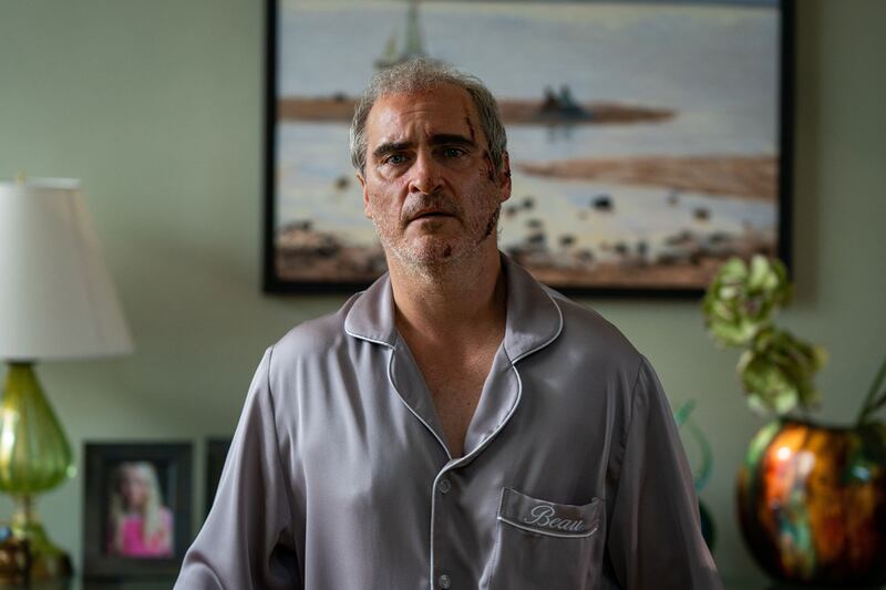 A photo of Joaquin Phoenix in A24’s Beau Is Afraid.