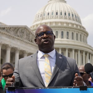 A photo of Rep. Jamaal Bowman outside the Capitol.