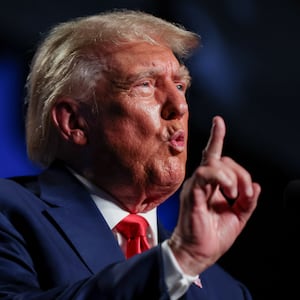 Former U.S. President and Republican candidate Donald Trump makes a keynote speech at a Republican fundraising dinner in Columbia, South Carolina.