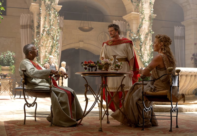 Denzel Washington as Macrinus, Pedro Pascal as General Acacius and Connie Nielsen as Lucilla