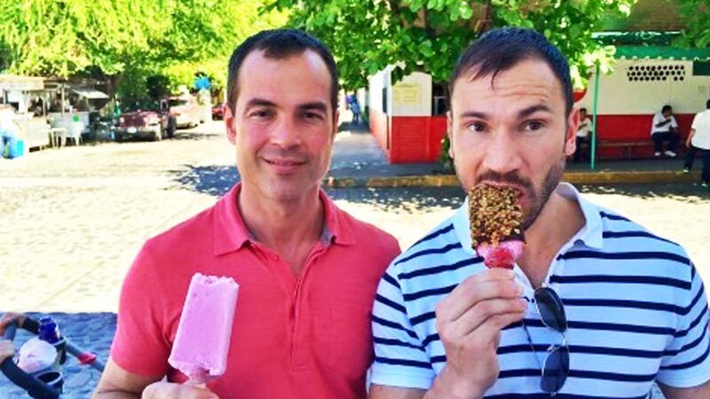  A photo of Devon Hoover eating Ice Cream and Popsicles with Jordan on a Trip.