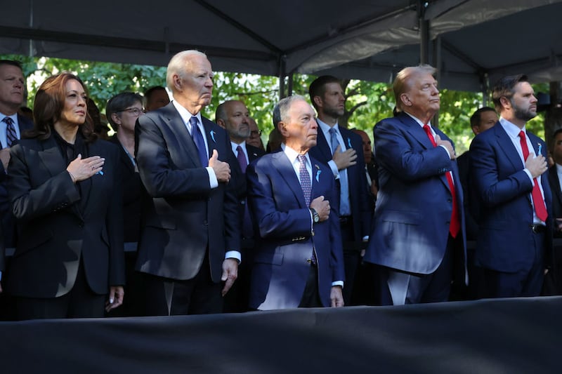 Vice President Kamala Harris, U.S. President Joe Biden, former NYC Mayor Michael Bloomberg, former President Donald Trump and Sen. J.D. Vance all attend the annual 9/11 Commemoration Ceremony at the National 9/11 Memorial and Museum.