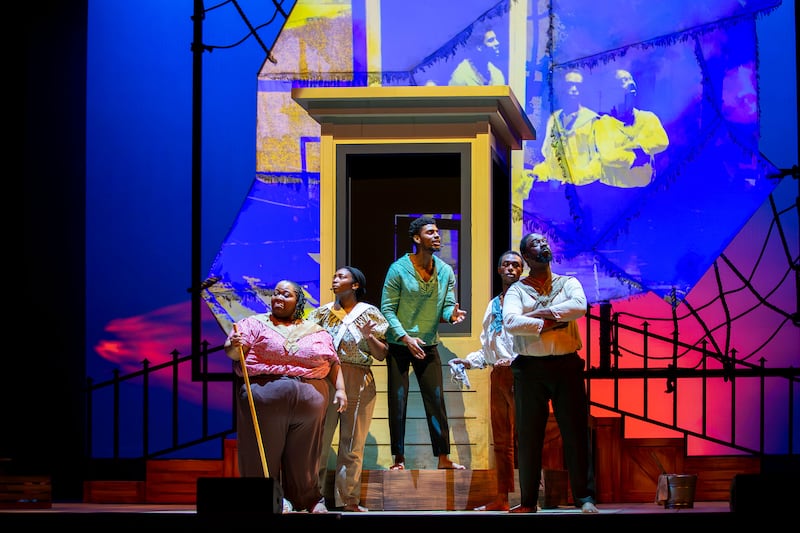 A photograph of the dress rehearsal for the production, Finding Freedom: The Journey of Robert Smalls, produced by the Charleston Gaillard Center.