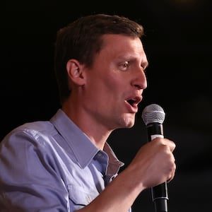 Arizona Republican U.S. Senate candidate Blake Masters speaks at a campaign rally on November 05, 2022 in Queen Creek, Arizona.