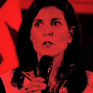 An illustration including a photo of Nikki Haley