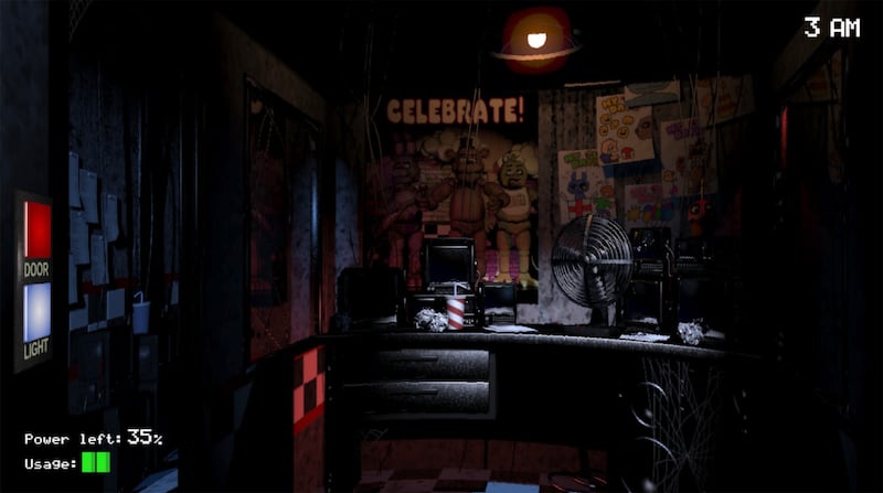 A scene from the first Five Nights at Freddy’s video game.