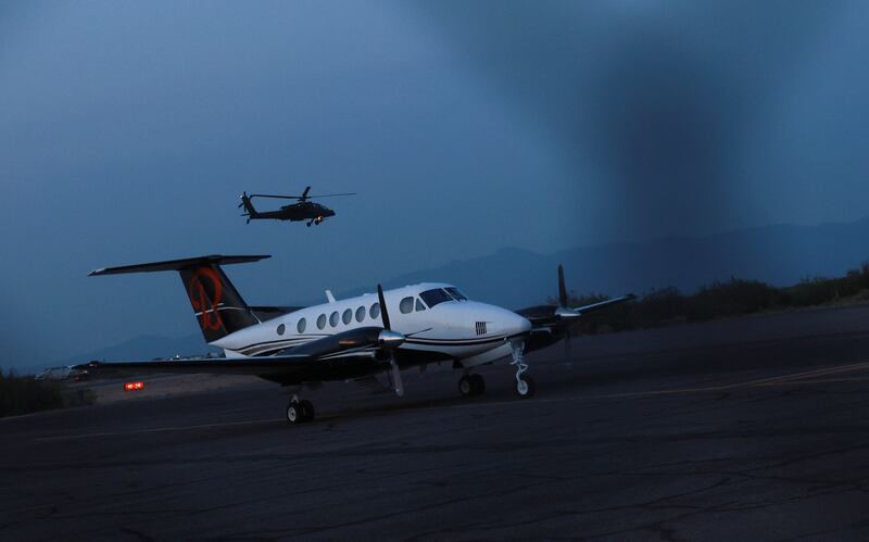 Small private plane sits on runway