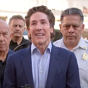 Joel Osteen holds a press conference after a shooting at his Texas megachurch