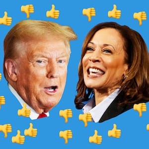 A photo illustration of Donald Trump and Kamala Harris.