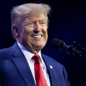 Donald Trump smiles as he speaks during the Turning Point Action Conference in West Palm Beach, Florida, U.S. July 15, 2023. 