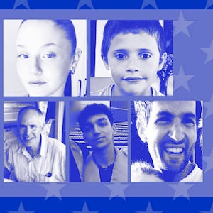 A photo illustration of the missing American citizens in Israel following the Hamas attack on October 7th.