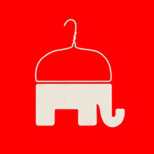 Illustration of the Republican elephant with the top half looking like a wire hanger