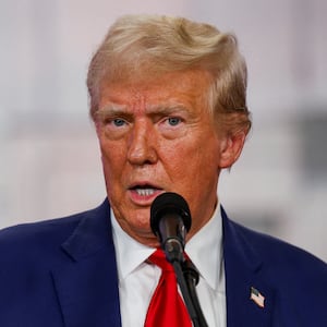 Donald Trump speaks during a campaign stop in Michigan.