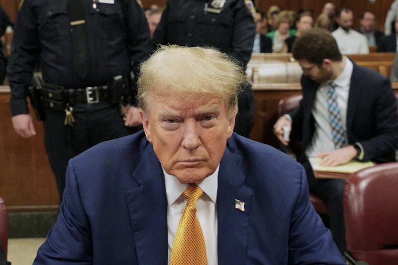 Donald Trump sits in Manhattan Supreme Court on the 13th day of his hush money trial.