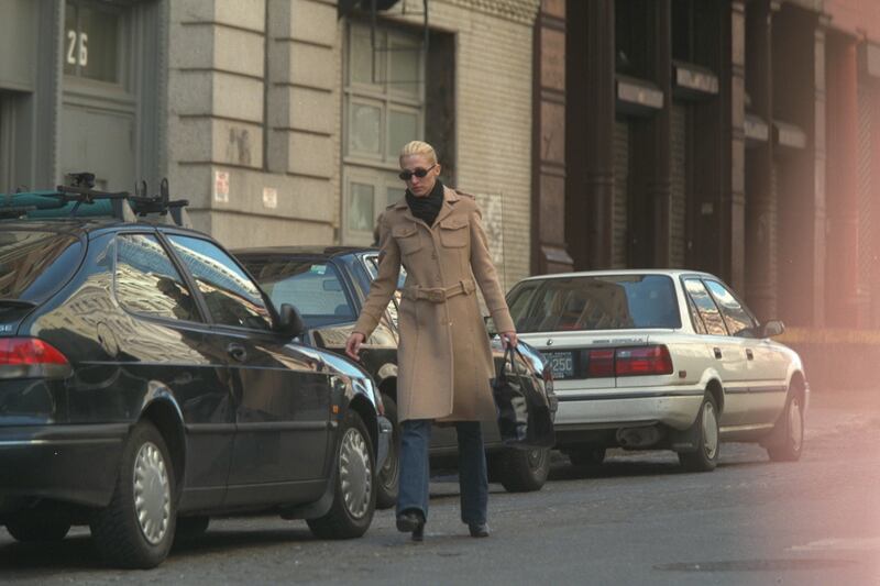 Carolyn Bessette-Kennedy is pictured walking in New York on March 15, 1997.