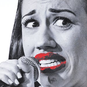 An illustration that includes an image of Colleen Ballinger aka Miranda Sings