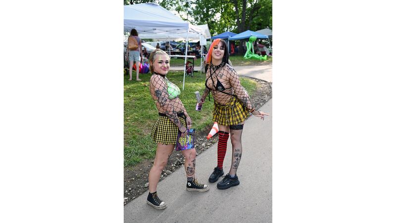 Fans pose together at the 2023 Gathering of the Juggalos