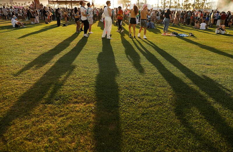 A photo of fans walking around at Coachella