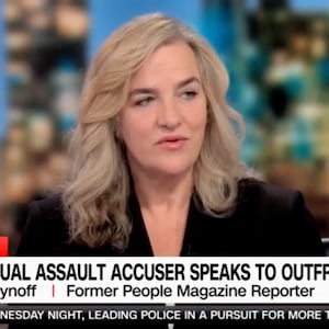 Natasha Stoynoff, a former People magazine journalist, appears on CNN’s Erin Burnett OutFront.