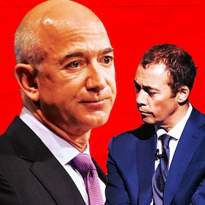 A photo illustration of Jeff Bezos and WaPo's Will Lewis.