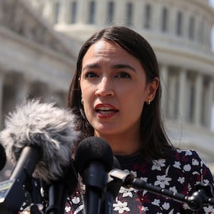 Alexandria Ocasio-Cortez (D-NY) speaks at a press conference on psychedelics