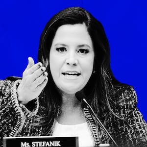 A photo illustration of Rep. Elise Stefanik.