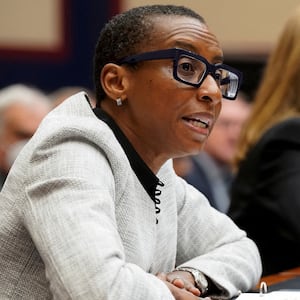 Harvard University President Claudine Gay testifies before a House Education and The Workforce Committee hearing on Dec. 5, 2023. 