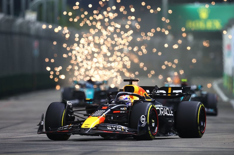 Max Verstappen drives the Oracle Red Bull Racing RB20