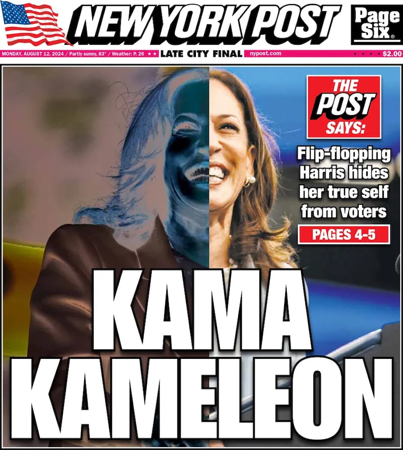 New York Post front page, Aug. 12, 2024.