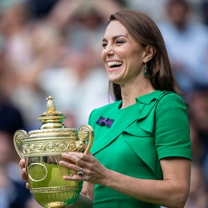 Catherine, Princess of Wales with the winner's trophy for the Gentlemen's Singles at Wimbledon