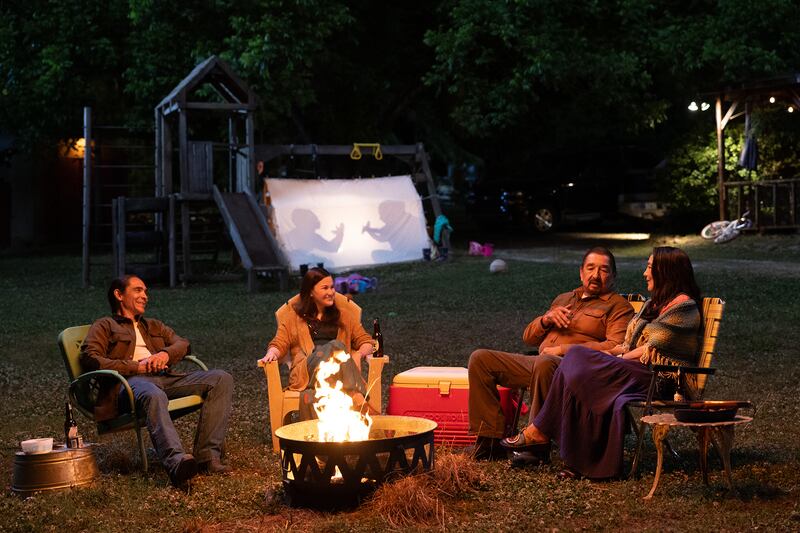 Zahn McClarnon, Devery Jacobs, Graham Greene, and Tantoo Cardinal in Echo.