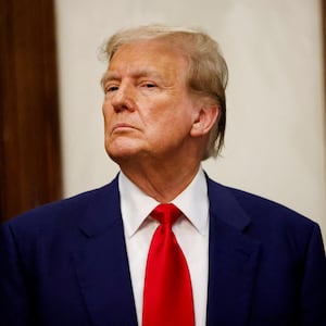 Republican presidential candidate and former U.S. President Donald Trump attends the 2024 Senior Club Championship award ceremony at his Trump International Golf Club in West Palm Beach, Florida, U.S. March 24, 2024.