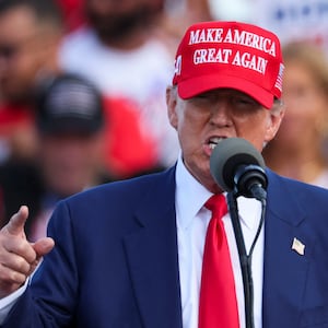 Former U.S. President and Republican presidential candidate Donald Trump speaks during a campaign event, in Racine, Wisconsin, U.S. June 18, 2024. 