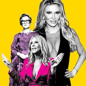 A photo illustration of Vicki Gunvalson, Brandi Glanville and Caroline Manzo