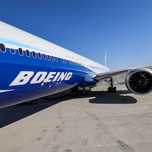 A Boeing 777-9 jetliner aircraft.