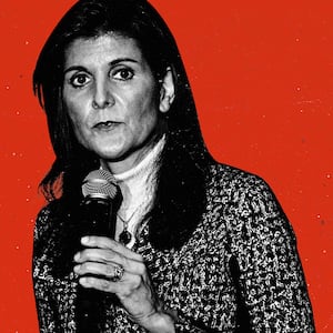 An illustration including a photo of Nikki Haley