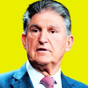 An illustration including a photo of Joe Manchin 