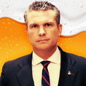 A photo illustration of Pete Hegseth.