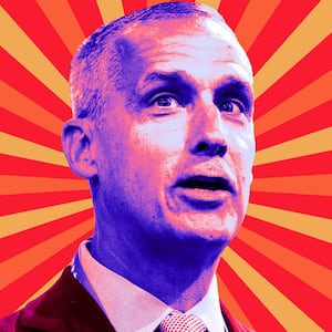 A photo illustration of Corey Lewandowski.