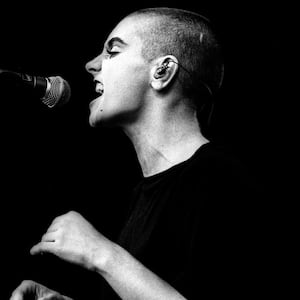 Sinead O'Connor performing on Rock Torhout, in Torhout, Belgium in 1990.