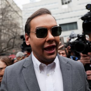 Rep. George Santos (R-NY) talks outside Manhattan Criminal Courthouse, on the day of Trump’s appearance to court after his indictment by a Manhattan grand jury following a probe into hush money paid to Stormy Daniels, in New York City, April 4, 2023.