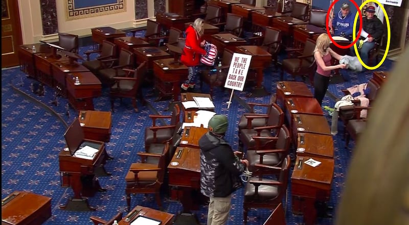 Pastucci and Mangia in the Senate Chamber on Jan. 6.