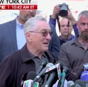 Robert De Niro argues with protester about Jan. 6 attack.