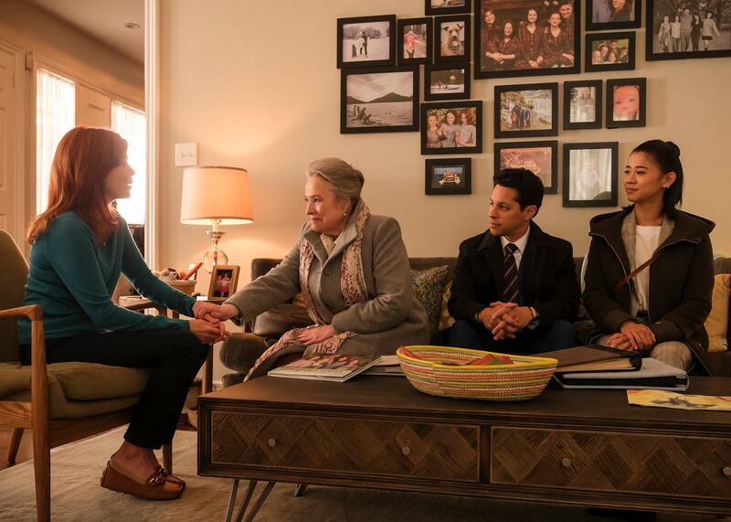 A photo still of Nicole de Boer, Kathy Bates, David Del Rio, and Leah Lewis in 'Matlock'